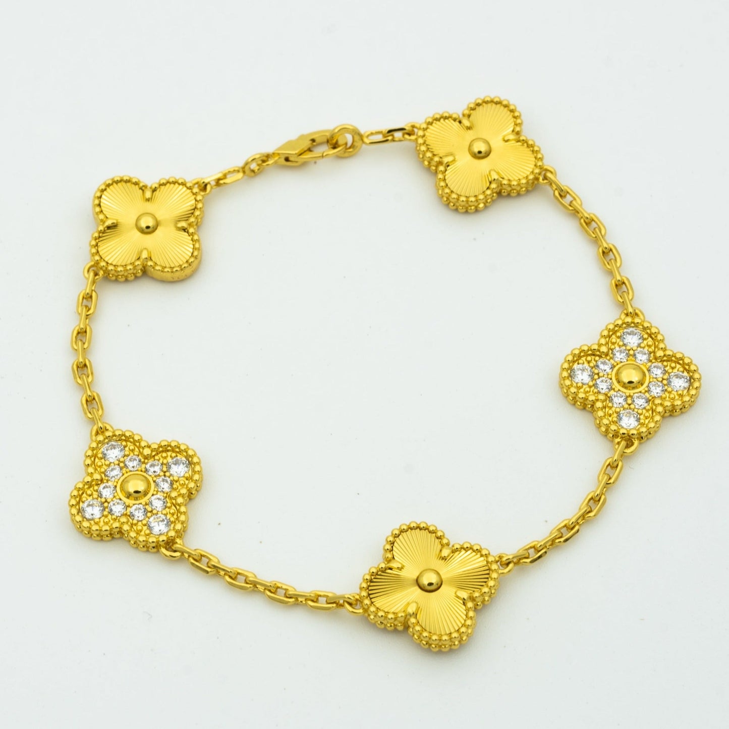 [baslovejewels]CLOVER BRACELET 5 MOTIFS GOLD DIAMOND