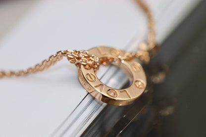 [baslovejewels]LOVE NECKLACE ADJUSTABLE ROSE GOLD 2 DIAMOND
