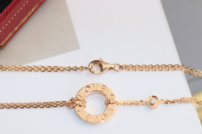 [baslovejewels]LOVE NECKLACE ADJUSTABLE ROSE GOLD 2 DIAMOND