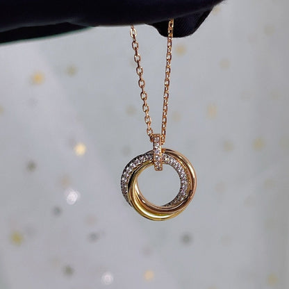 [baslovejewels]TRINITY NECKLACE SILVER GOLD PINK GOLD DIAMONDS