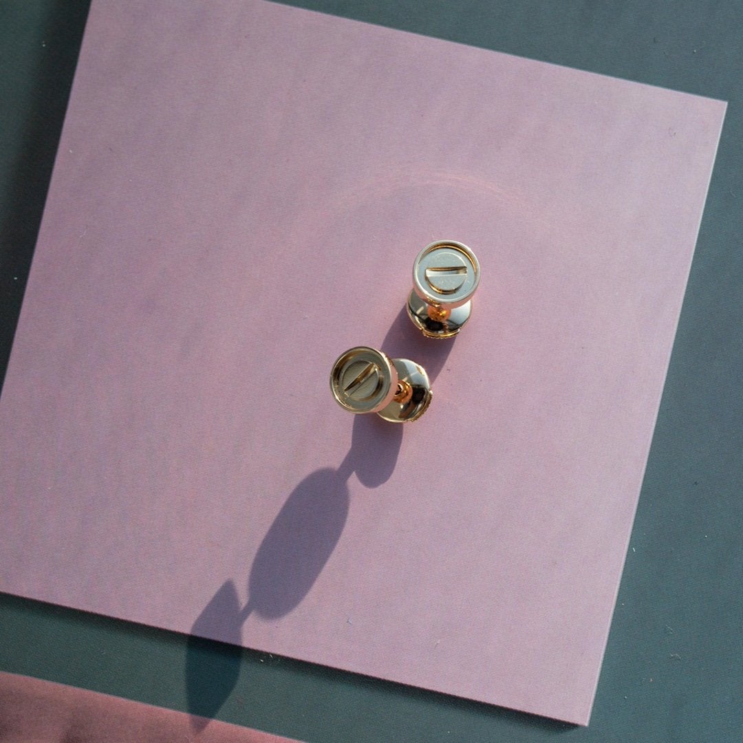 [baslovejewels]LOVE EARRINGS PINK GOLD 10MM