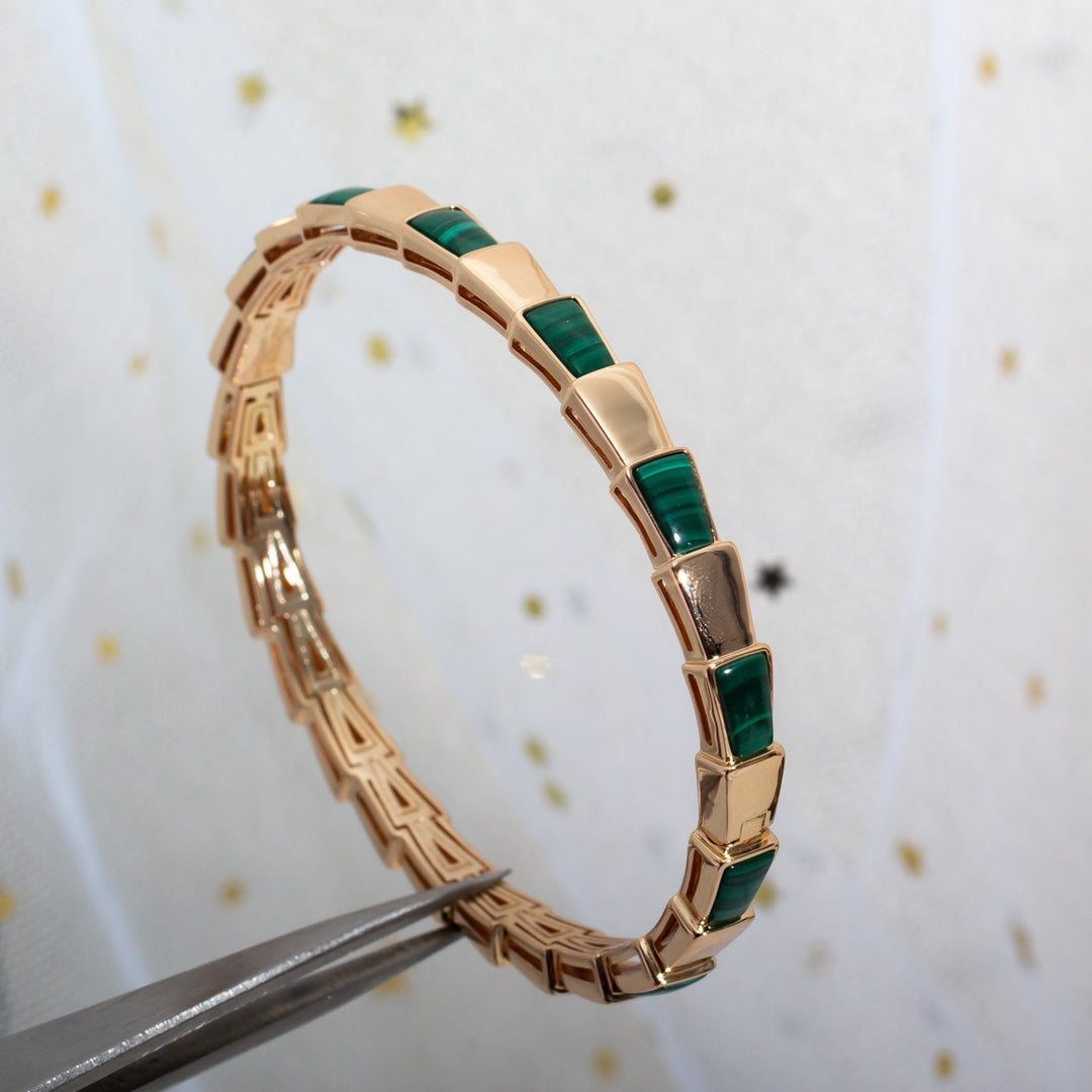 [baslovejewels]SERPENTI BRACELET PINK GOLD MALACHITE