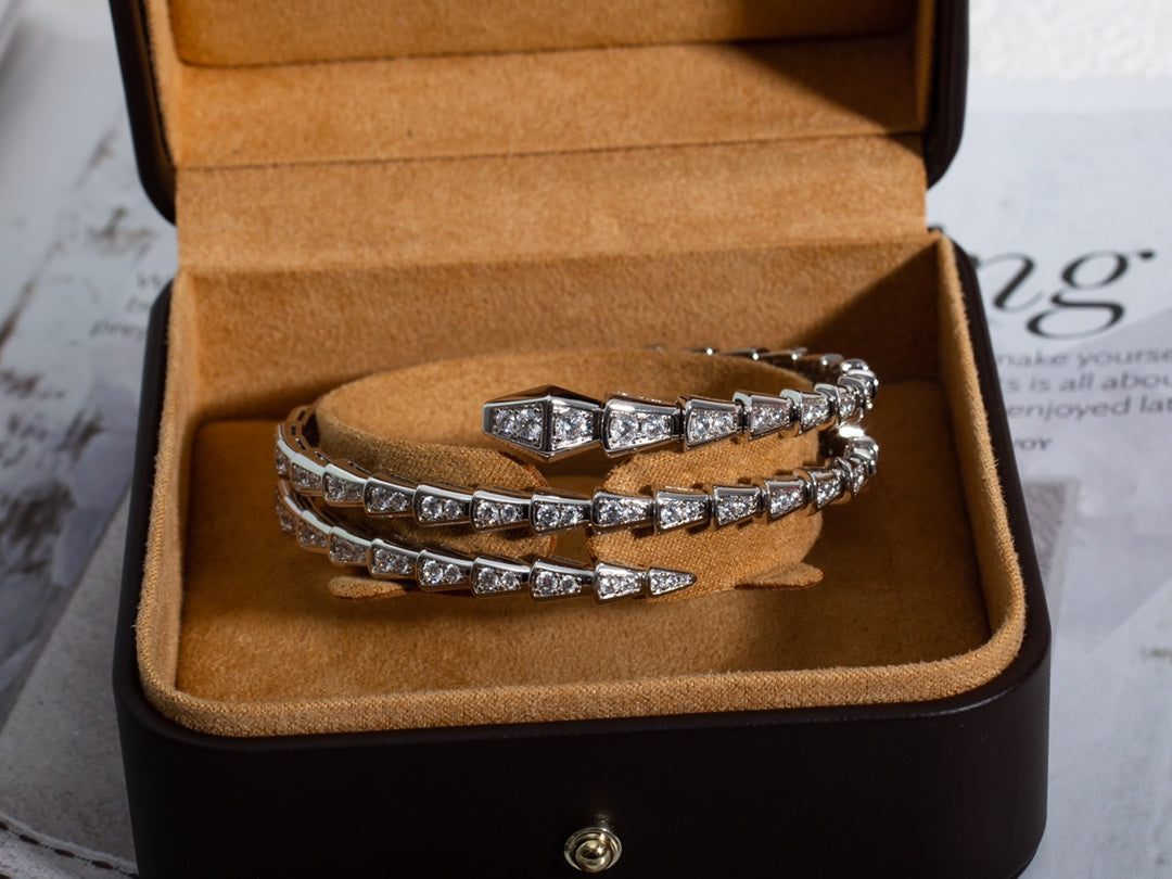 [baslovejewels]SERPENTI BRACELET SILVER DIAMOND DOUBLE ROW
