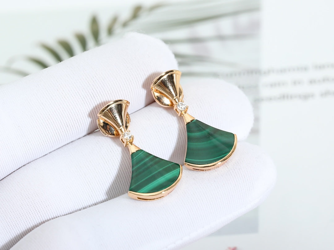 [baslovejewels]DREAM MALACHITE PINK GOLD EARRINGS