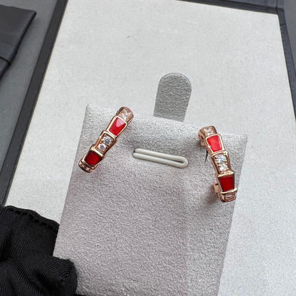 [baslovejewels]SERPENTI CARNELIAN PINK GOLD EARRINGS