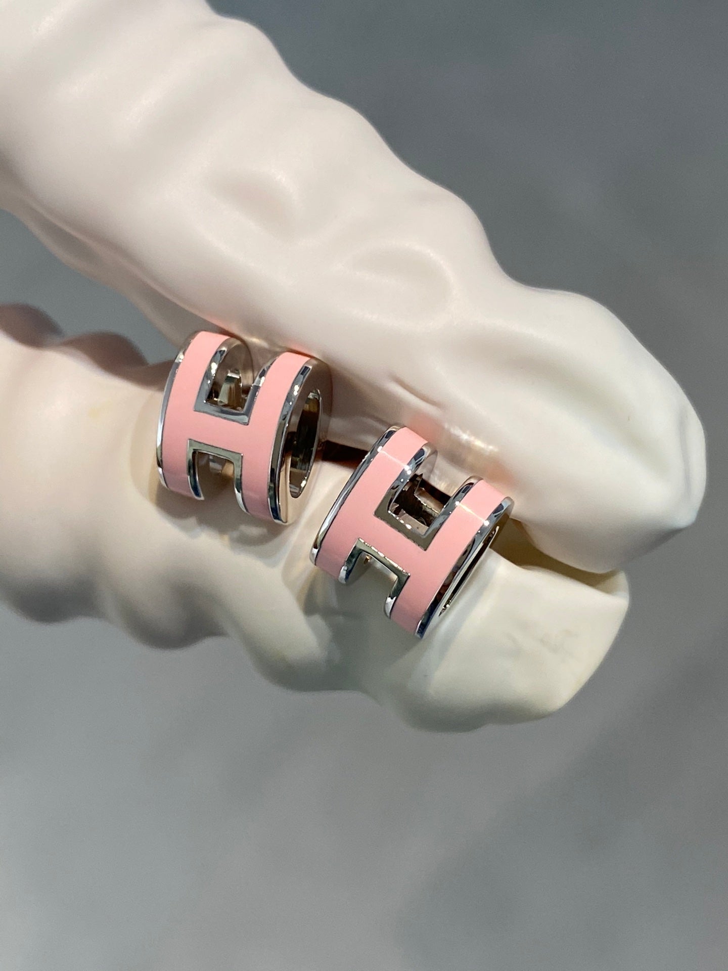 [baslovejewels]MINI POP H SILVER EARRINGS PINK