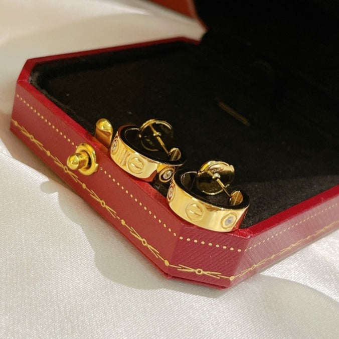 [baslovejewels]LOVE EARRINGS 5.7MM 2 DIAMONDS