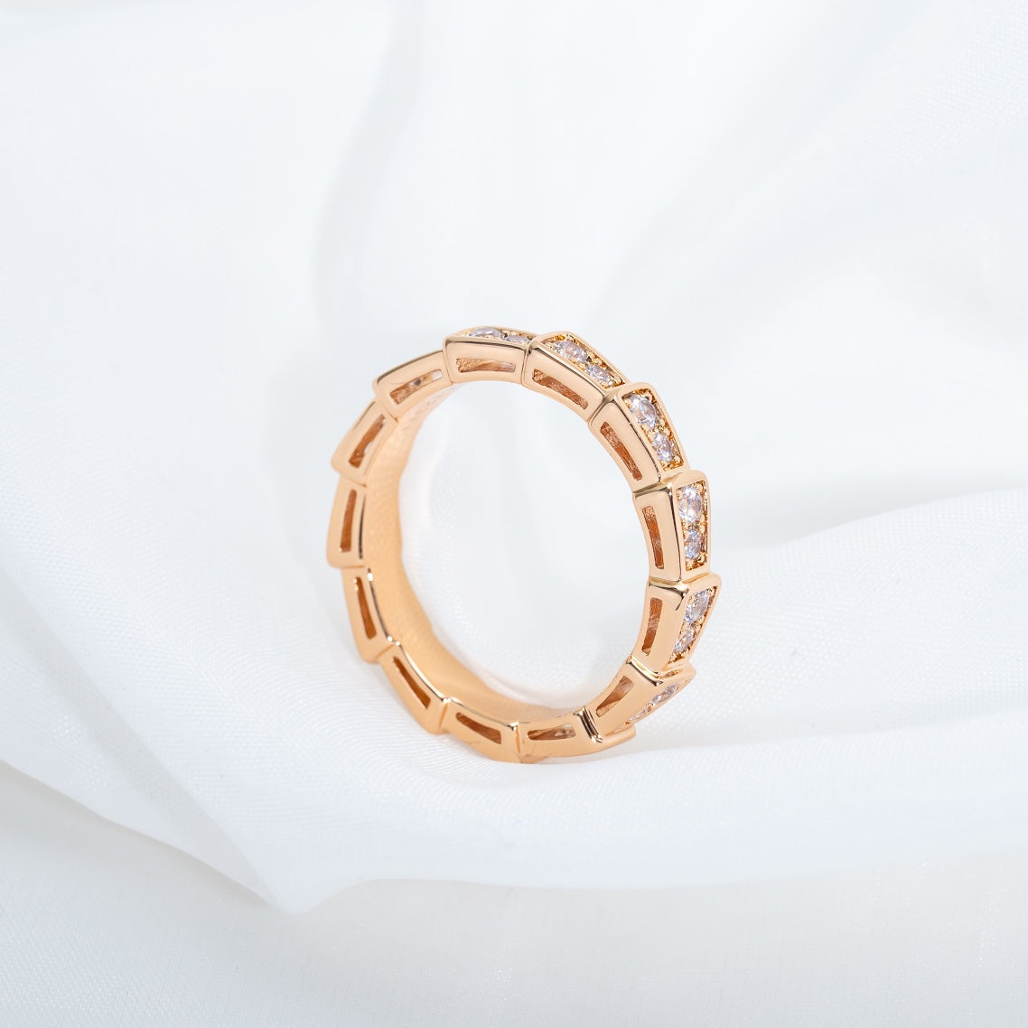 [baslovejewels]SERPENTI RING PINK GOLD DIAMOND PAVED 3MM