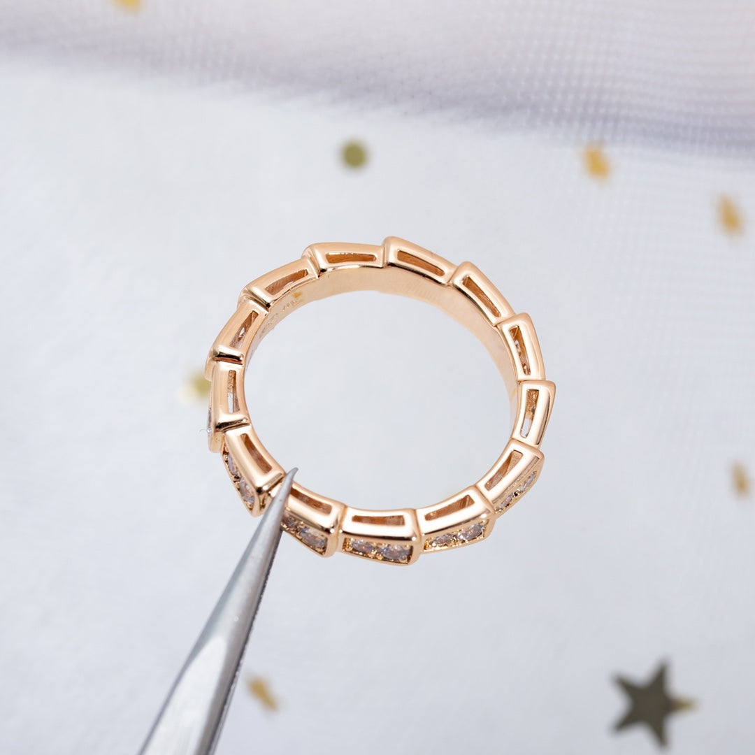 [baslovejewels]SERPENTI RING PINK GOLD DIAMOND PAVED 3MM