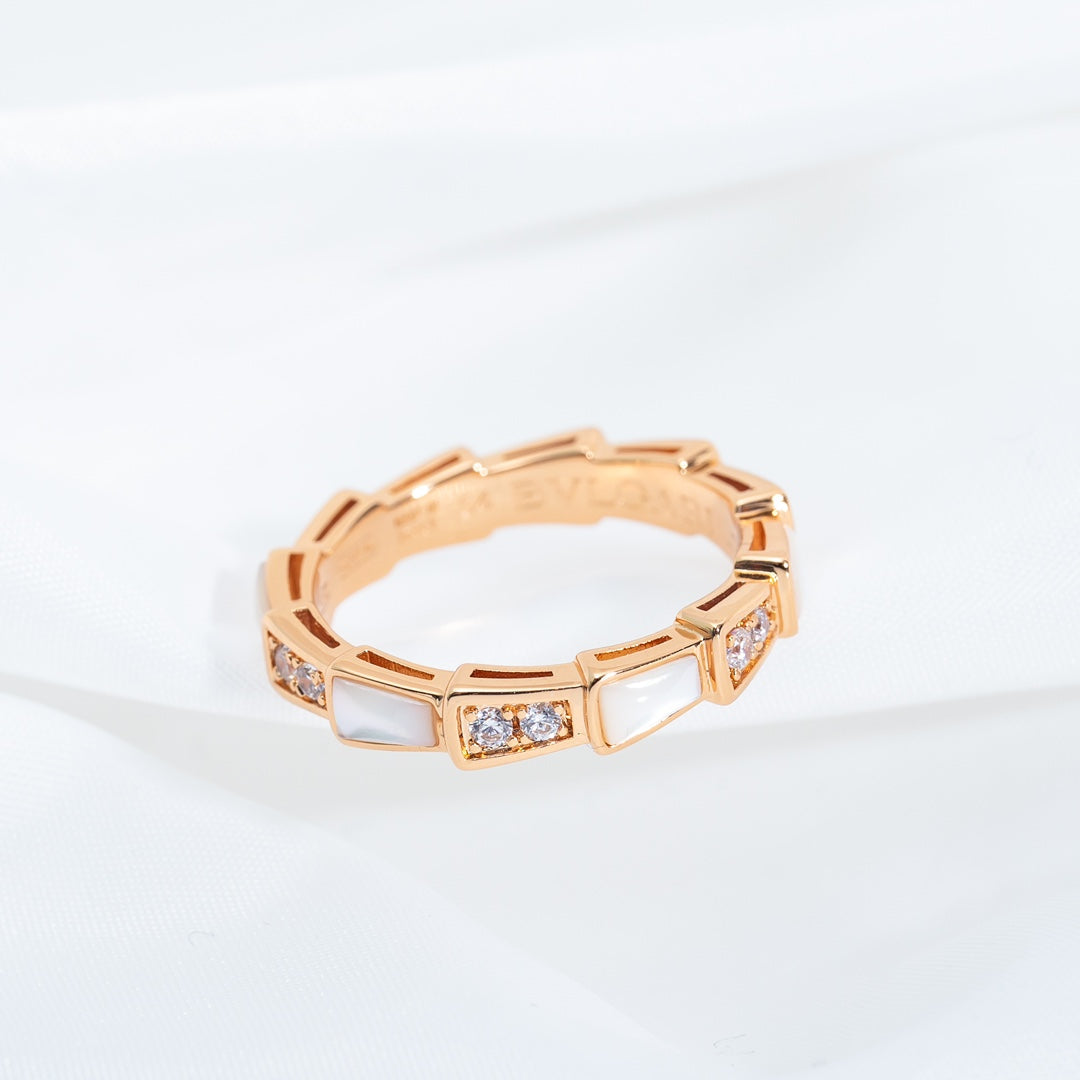 [baslovejewels]SERPENTI RING PINK GOLD DIAMOND MOP 3MM
