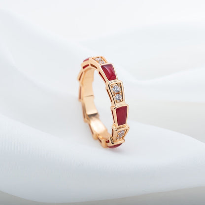 [baslovejewels]SERPENTI RING PINK GOLD CARNELIAN DIAMOND 3MM