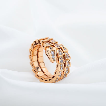 [baslovejewels]SERPENTI RING PINK GOLD DIAMOND DOUBLE ROW
