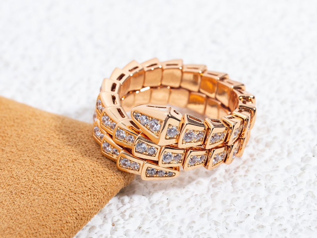 [baslovejewels]SERPENTI RING PINK GOLD DIAMOND DOUBLE ROW