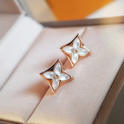 [baslovejewels]STAR MOP PINK GOLD EARRINGS