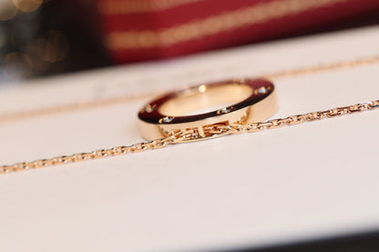 [baslovejewels]LOVE NECKLACE 16MM 6 DIAMONDS PINK GOLD