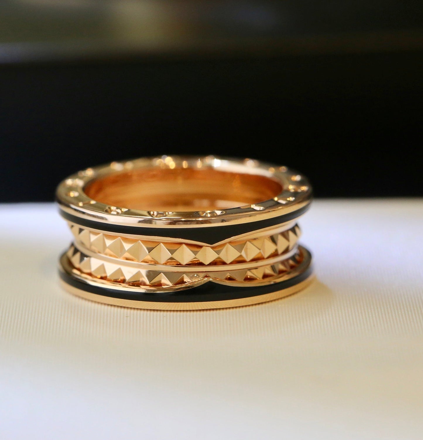 [baslovejewels]ZERO 1 PINK GOLD BLACK CERAMIC RING