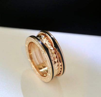 [baslovejewels]ZERO 1 PINK GOLD BLACK CERAMIC RING