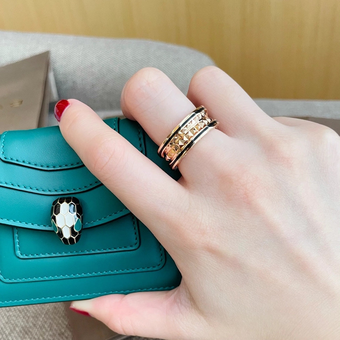 [baslovejewels]ZERO 1 PINK GOLD BLACK CERAMIC RING