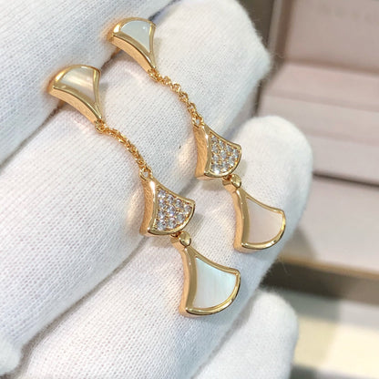 [baslovejewels]DREAM EARRINGS 3 MOTIFS DIAMOND MOP PINK GOLD