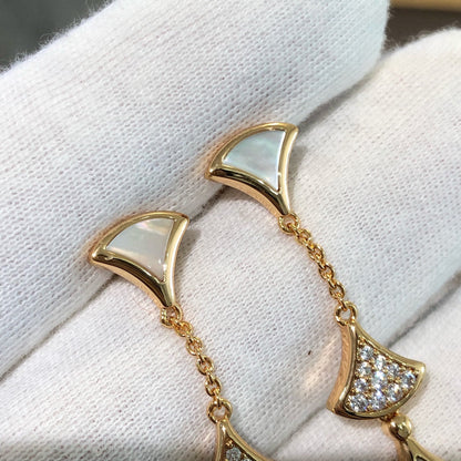 [baslovejewels]DREAM EARRINGS 3 MOTIFS DIAMOND MOP PINK GOLD