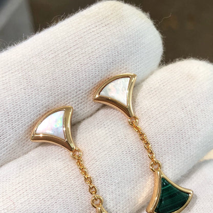 [baslovejewels]DREAM EARRINGS 3 MOTIFS MALACHITE MOP PINK GOLD