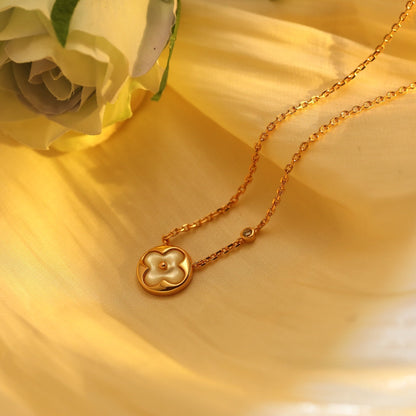 [baslovejewels]SUN PEDANT PINK GOLD 1 DIAMOND NECKLACE