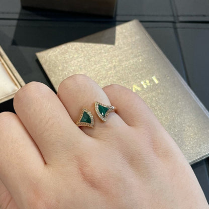[baslovejewels]DREAM MALACHITE DIAMOND OPEN RING