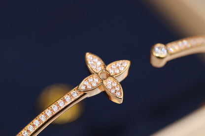 [baslovejewels]IDYLLE PINK GOLD OPEN BRACELET DIAMOND PAVED