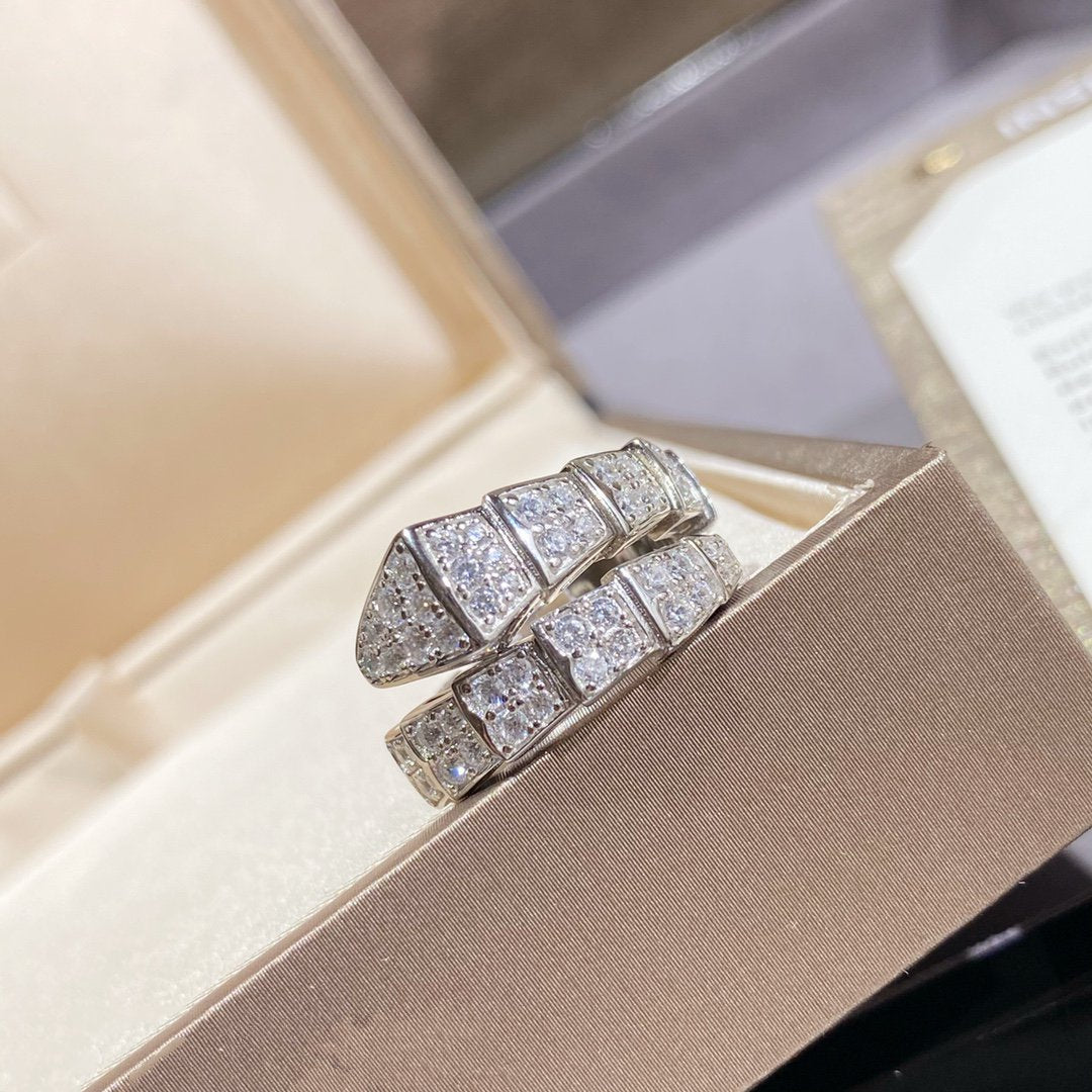 [baslovejewels]SERPENTI RING SILVER DIAMOND PAVED