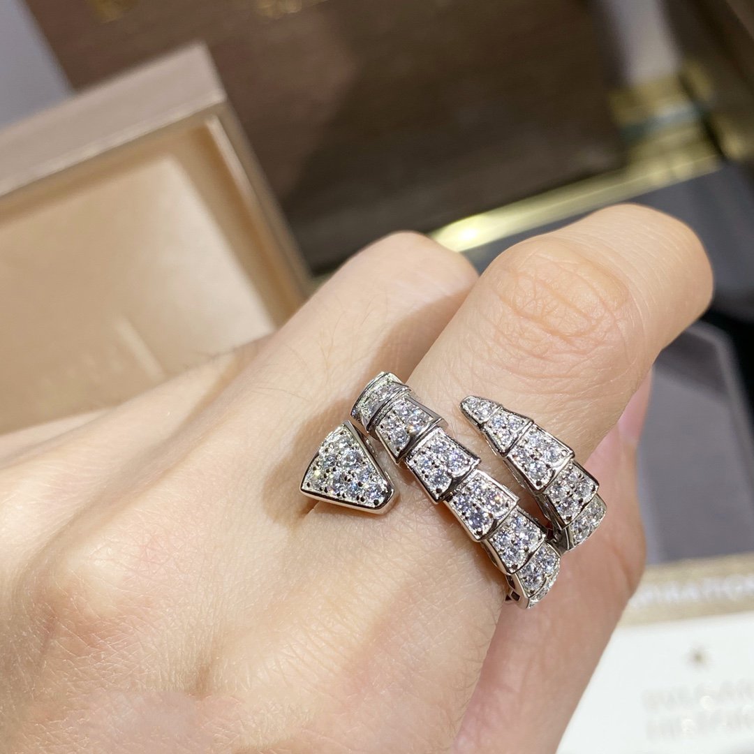 [baslovejewels]SERPENTI DOUBLE RING SILVER DIAMOND PAVED