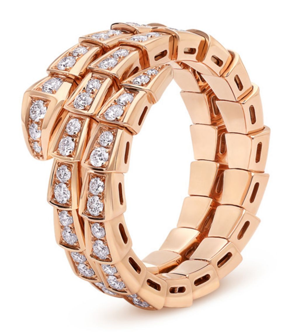 [baslovejewels]SERPENTI RING PINK GOLD DIAMOND DOUBLE ROW