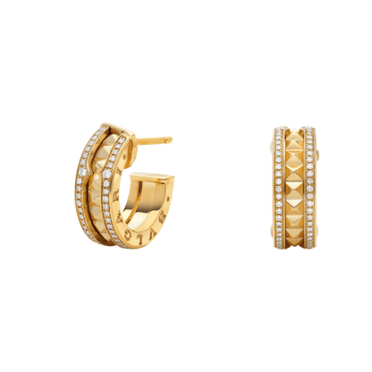 [baslovejewels]ZERO 1 ROCK GOLD EARRINGS WITH STUDDED SPIRAL AND PAVED DIAMONDS