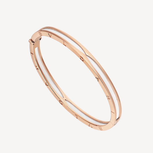 [baslovejewels]ZERO 1 PINK GOLD WITH WHITE CERAMIC BRACELET