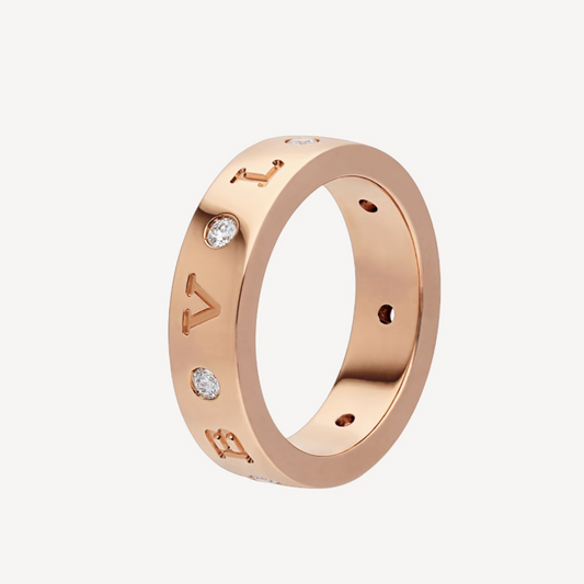 [baslovejewels]ZERO 1 ESSENTIAL PINK GOLD BAND WITH DIAMONDS RING