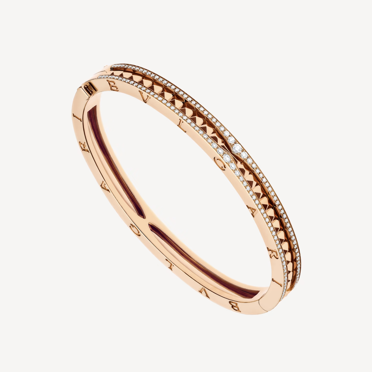 [baslovejewels]ZERO 1 SPIRAL AND PAVED DIAMOND PINK GOLD BRACELET