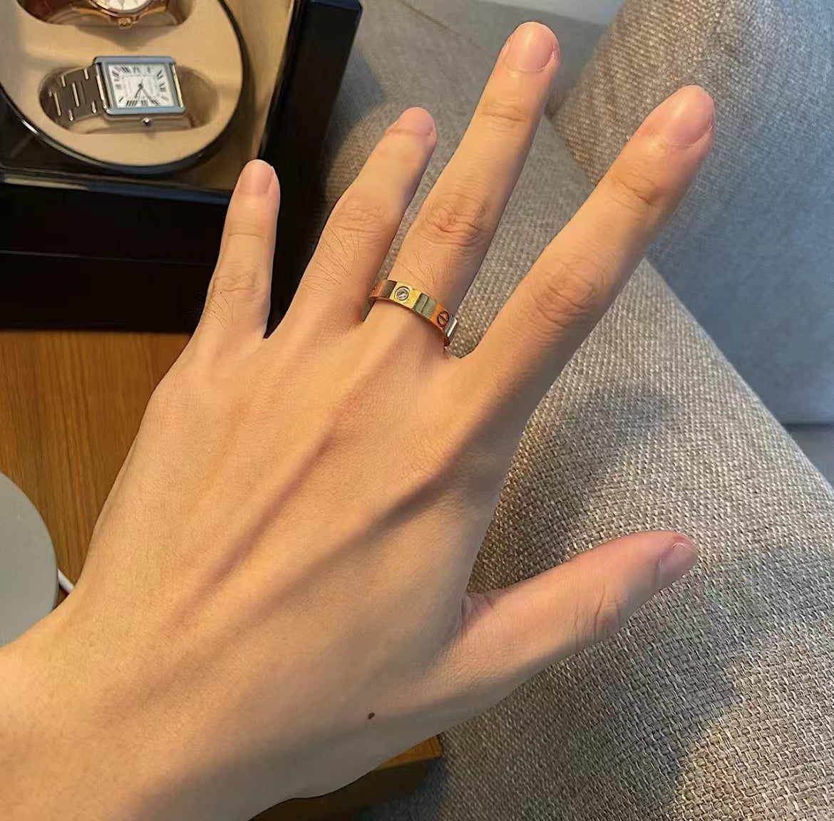 [baslovejewels]LOVE RING 5.5MM 3 DIAMONDS GOLD