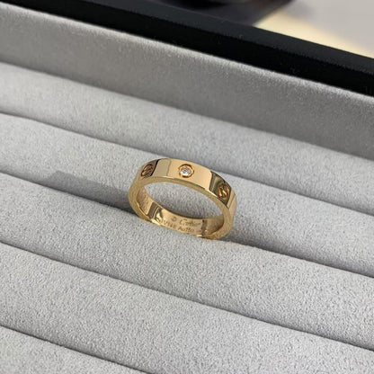 [baslovejewels]LOVE RING 4MM 1 DIAMOND PINK GOLD