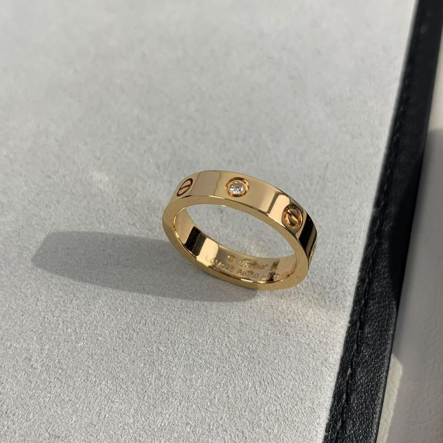 [baslovejewels]LOVE RING 4MM 1 DIAMOND PINK GOLD