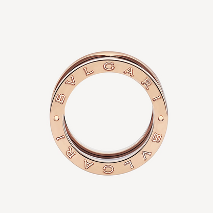 [baslovejewels]ZERO 1 FOUR-BAND LOOPS AND BLACK CERAMIC SPIRAL PINK GOLD RING