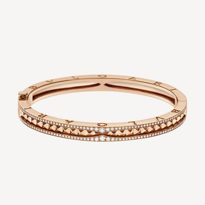 [baslovejewels]ZERO 1 SPIRAL AND PAVED DIAMOND PINK GOLD BRACELET