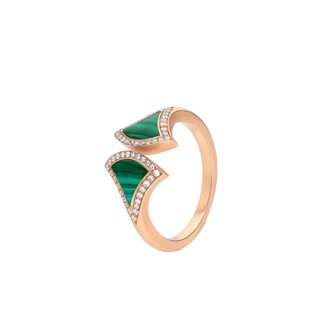 [baslovejewels]DREAM MALACHITE DIAMOND OPEN RING