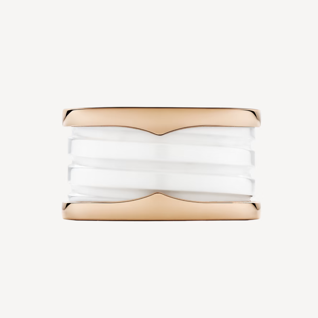 [baslovejewels]ZERO 1 FOUR-BAND LOOPS AND WHITE CERAMIC SPIRAL PINK GOLD RING
