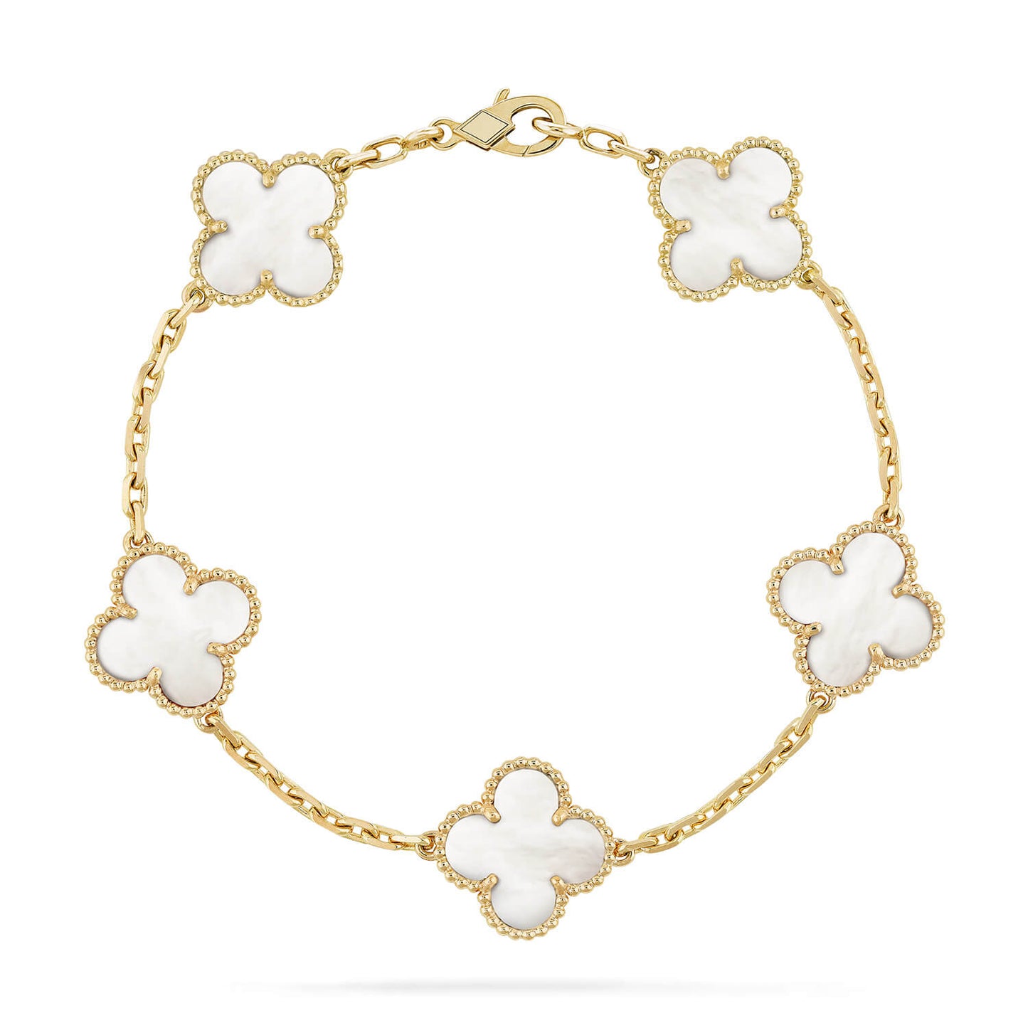 [baslovejewels]CLOVER  5 MOTIF WHITE MOP BRACELET