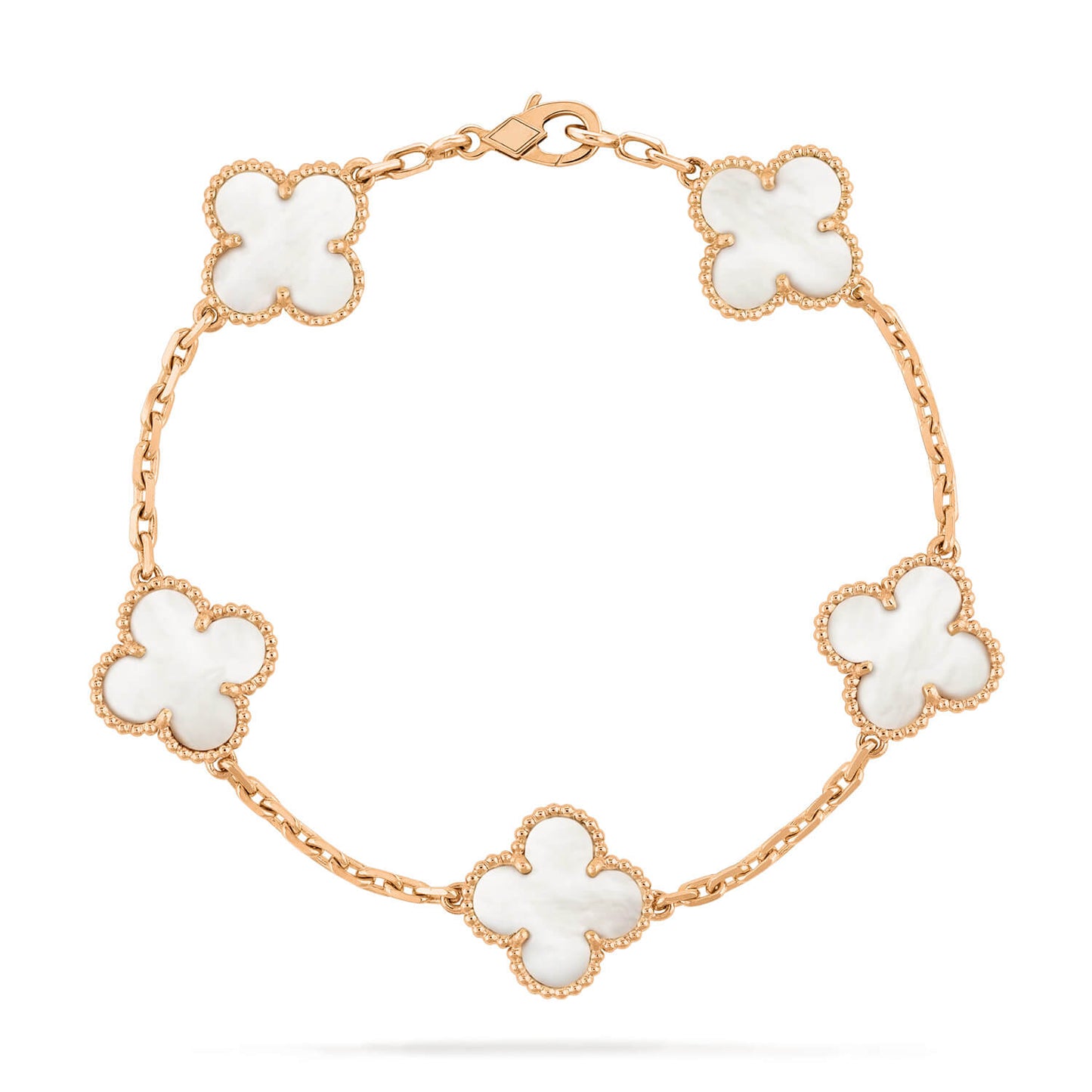 [baslovejewels]CLOVER  5 MOTIF WHITE MOP BRACELET