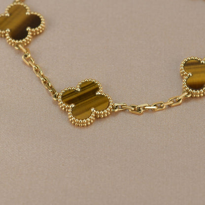 [baslovejewels]CLOVER  5 MOTIFS TIGER EYE BRACELET