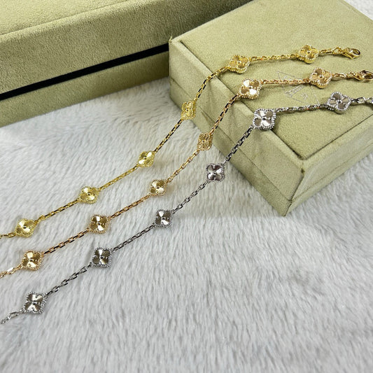 [baslovejewels]CLOVER 6 MOTIF DIAMOND BRACELET