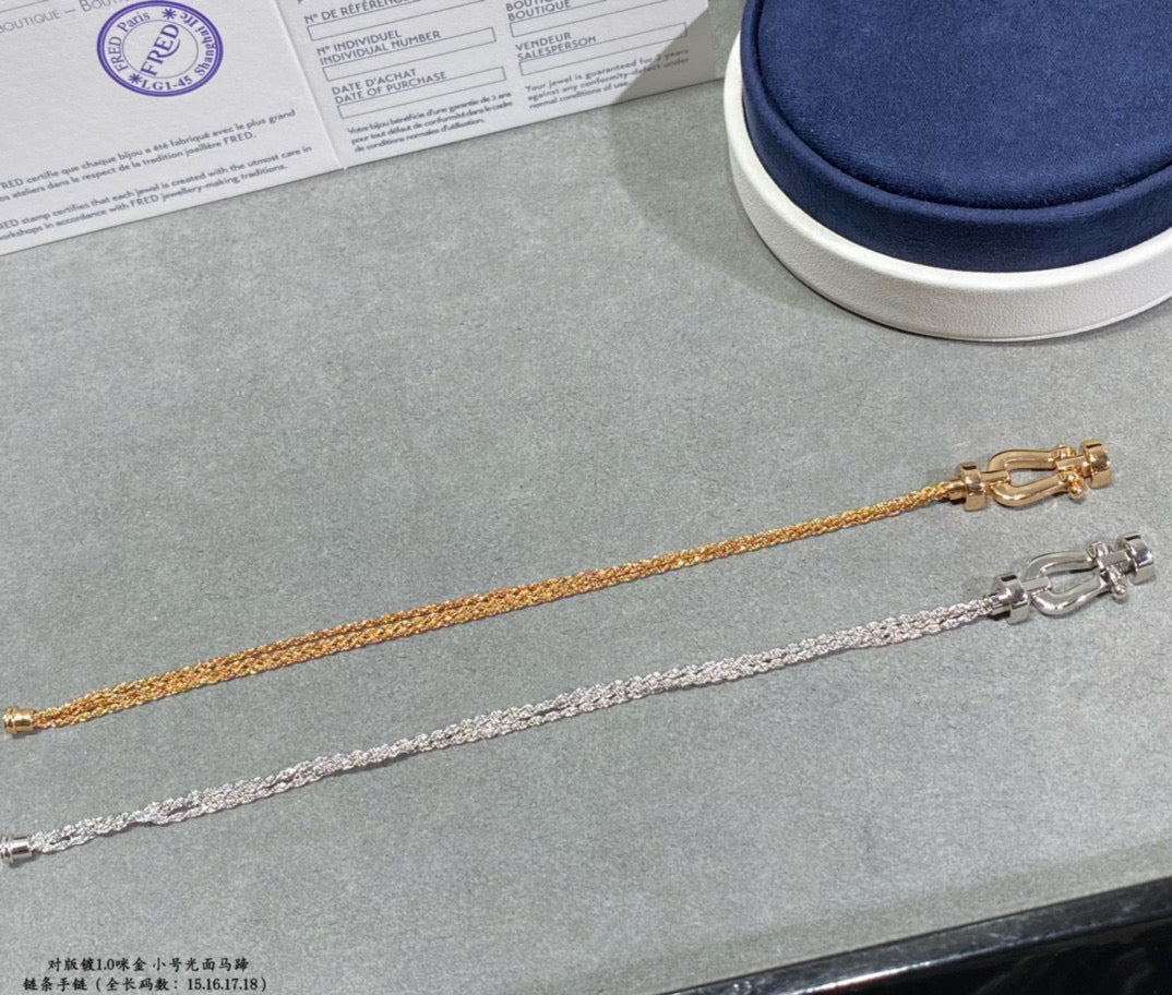 [baslovejewels]FORCE SMALL HORSESHOE  DIAMOND CHAIN ROPE BRACELET