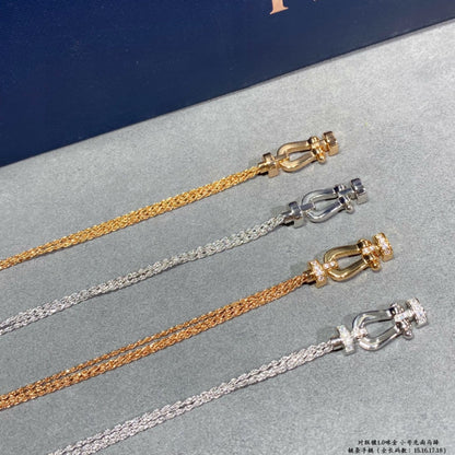 [baslovejewels]FORCE SMALL HORSESHOE  DIAMOND CHAIN ROPE BRACELET