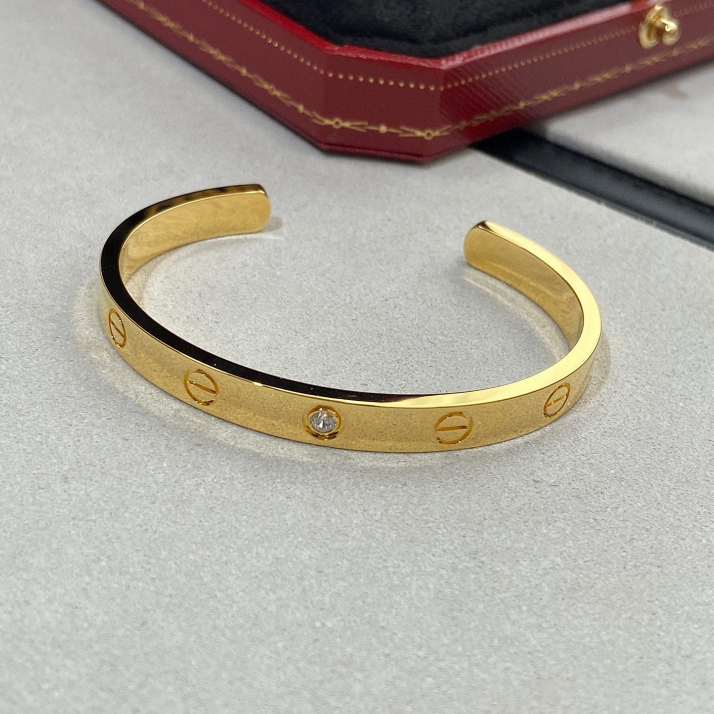 [baslovejewels]LOVE BRACELET 6.1MM 1 DIAMOND OPEN CUFF