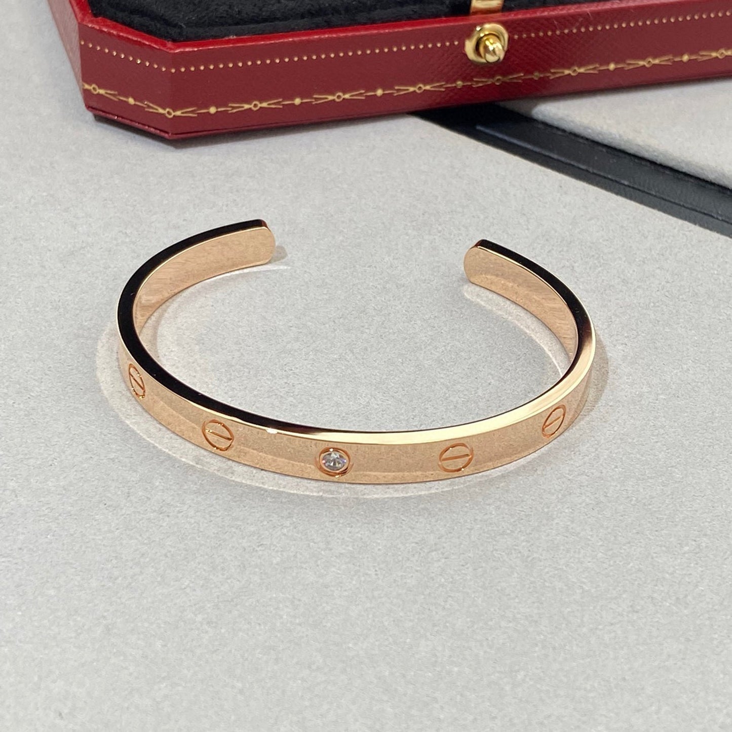 [baslovejewels]LOVE BRACELET 6.1MM 1 DIAMOND OPEN CUFF